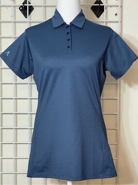 Antigua Woman's Navy Waffle Knit Polo Size Small